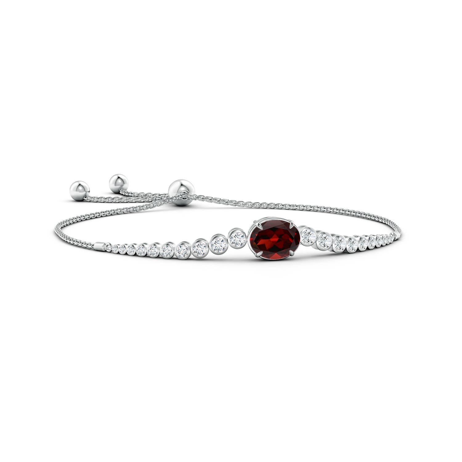 Oval Garnet Bolo Bracelet with Bezel Diamonds | Angara