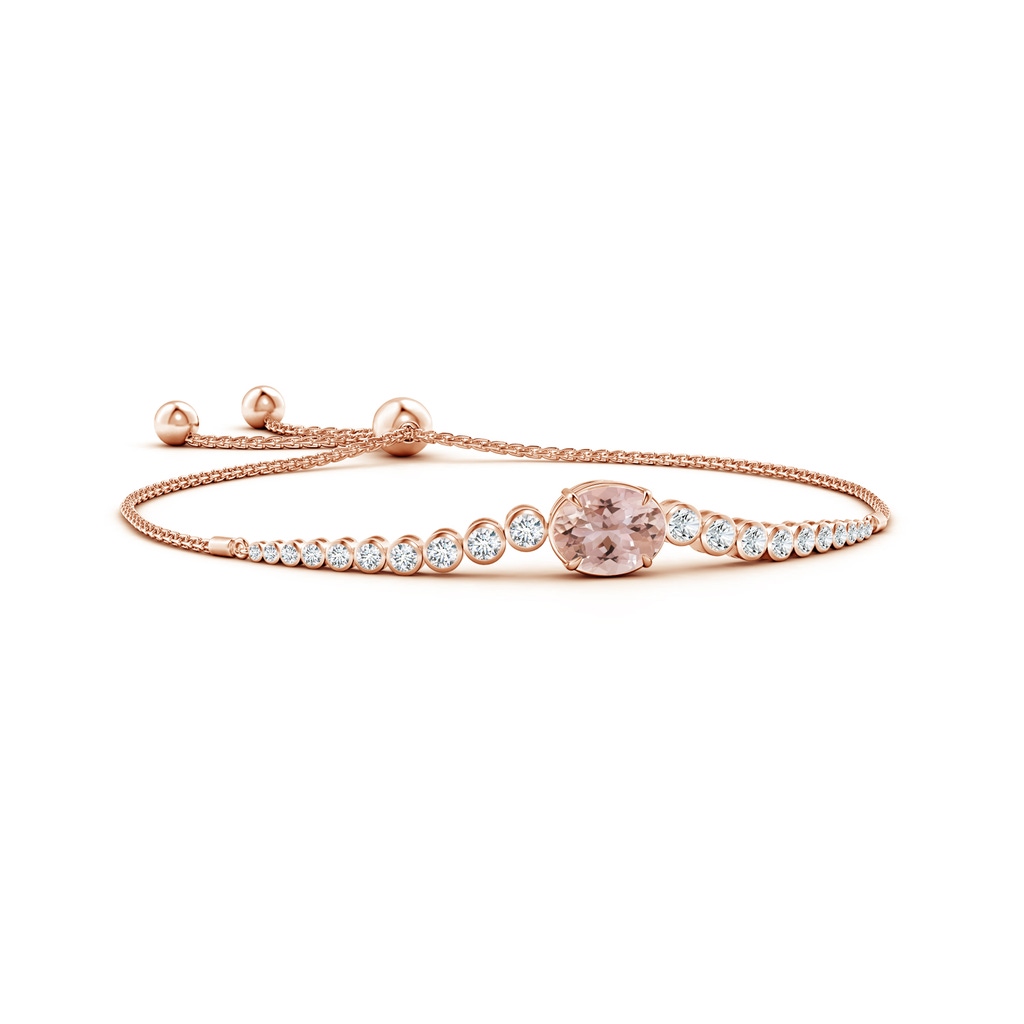 10x8mm AAA Oval Morganite Bolo Bracelet with Bezel Diamonds in Rose Gold