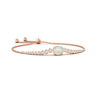 10x8mm AA Oval Moonstone Bolo Bracelet with Bezel Diamonds in Rose Gold