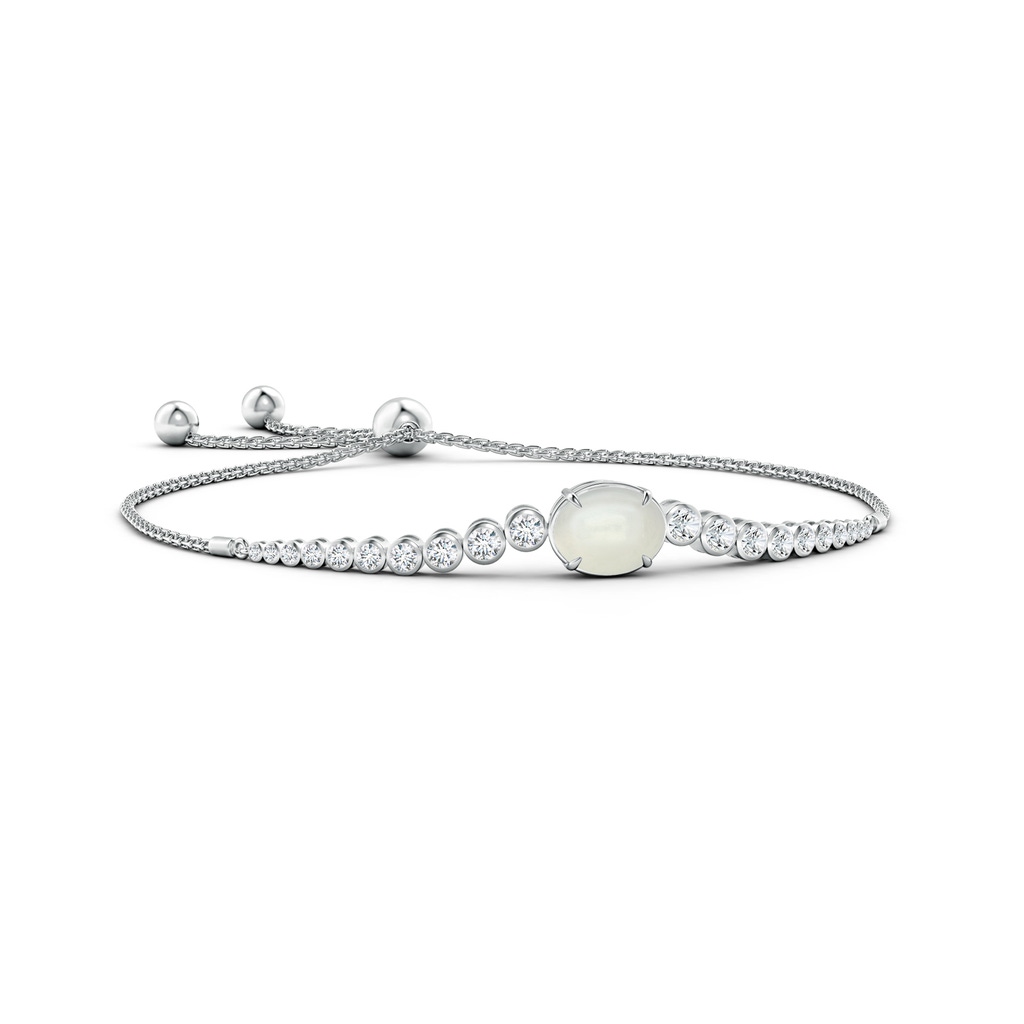 10x8mm AAAA Oval Moonstone Bolo Bracelet with Bezel Diamonds in White Gold