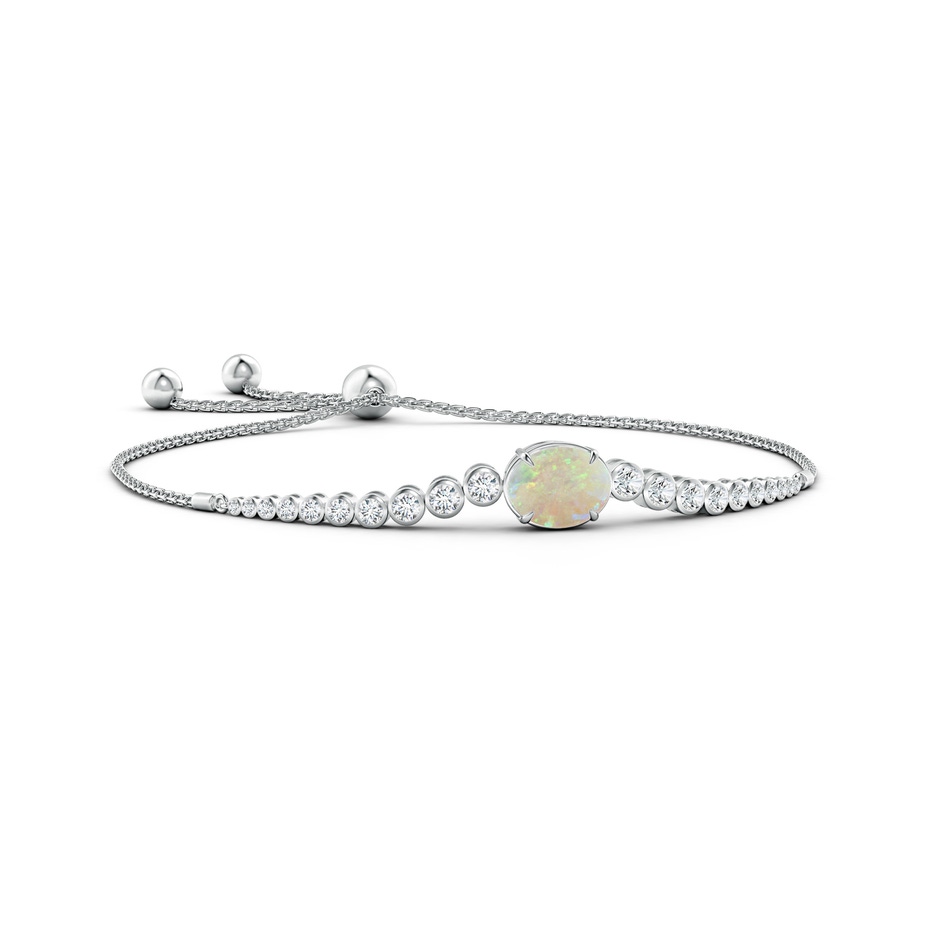 10x8mm AAA Oval Opal Bolo Bracelet with Bezel Diamonds in White Gold 