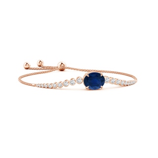 12x10mm AA Oval Sapphire Bolo Bracelet with Bezel Diamonds in Rose Gold