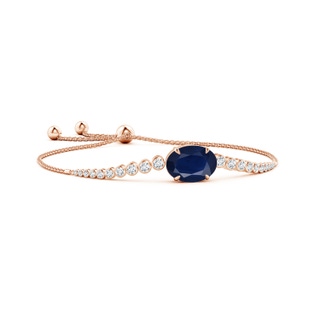 14x10mm A Oval Sapphire Bolo Bracelet with Bezel Diamonds in 9K Rose Gold