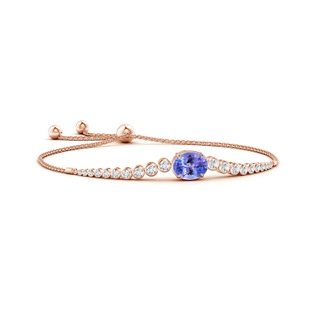 10x8mm AA Oval Tanzanite Bolo Bracelet with Bezel Diamonds in Rose Gold