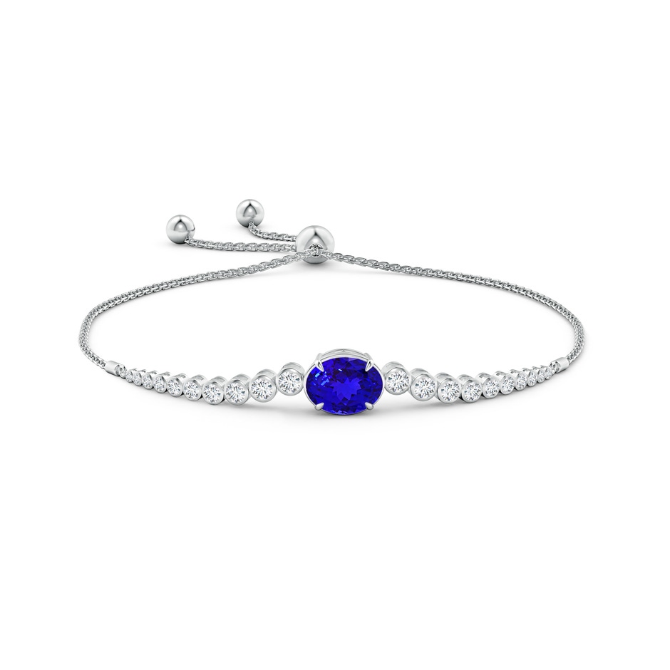 10x8mm AAAA Oval Tanzanite Bolo Bracelet with Bezel Diamonds in White Gold side-1