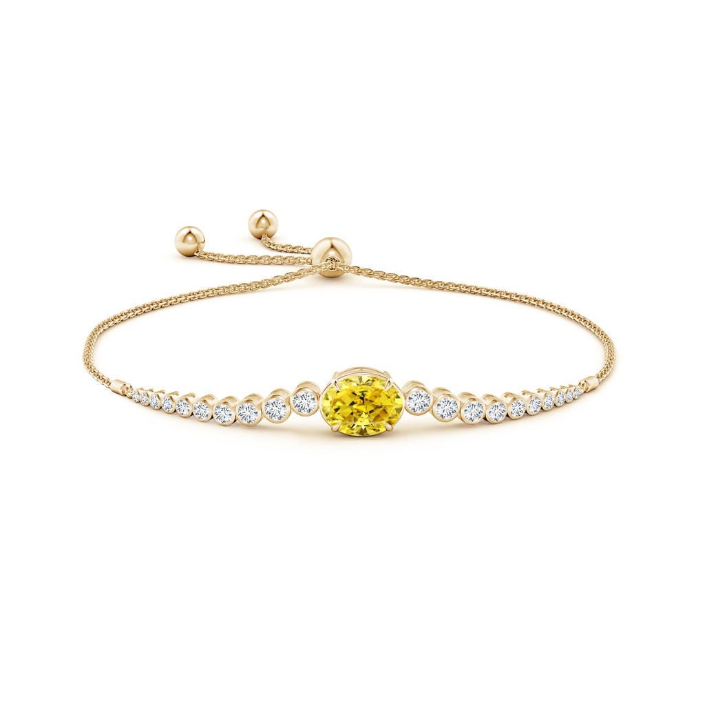 7x5mm AAAA Oval Fancy Intense Yellow Diamond Bolo Bracelet with Bezel Accents in Yellow Gold - side 199