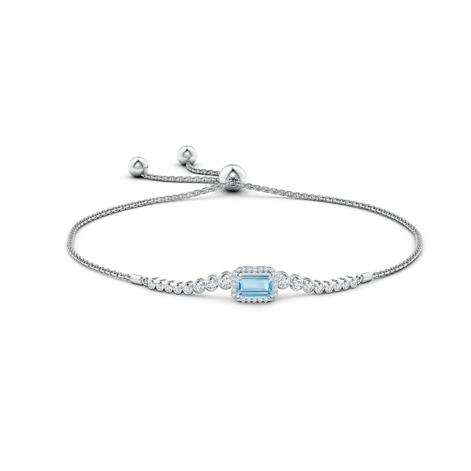 7x5mm AAA Emerald-Cut Aquamarine Halo Bolo Bracelet in White Gold side-1