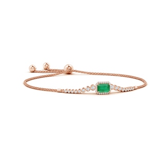 7x5mm A Emerald-Cut Emerald Halo Bolo Bracelet in Rose Gold