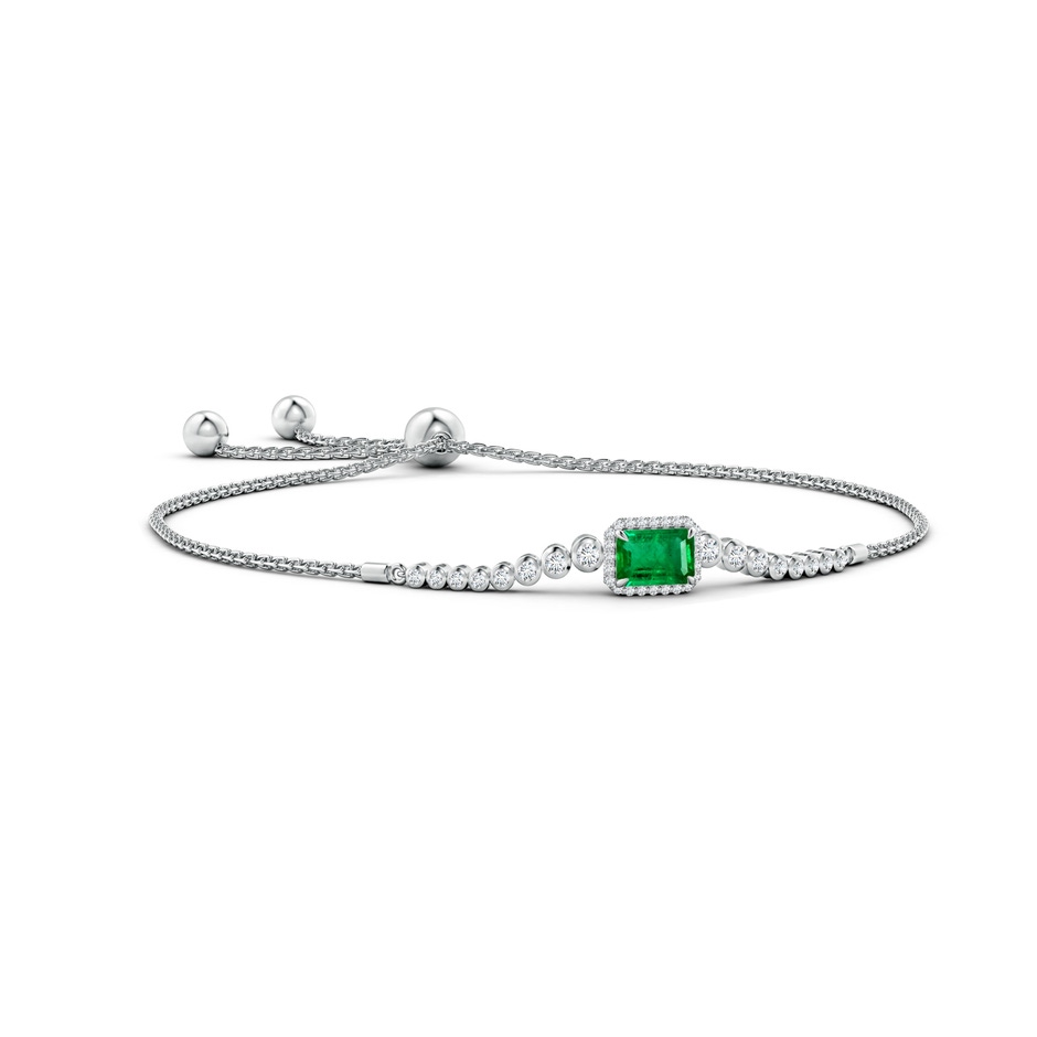 7x5mm AAA Emerald-Cut Emerald Halo Bolo Bracelet in White Gold 