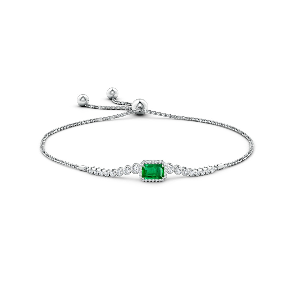 7x5mm AAA Emerald-Cut Emerald Halo Bolo Bracelet in White Gold side-1