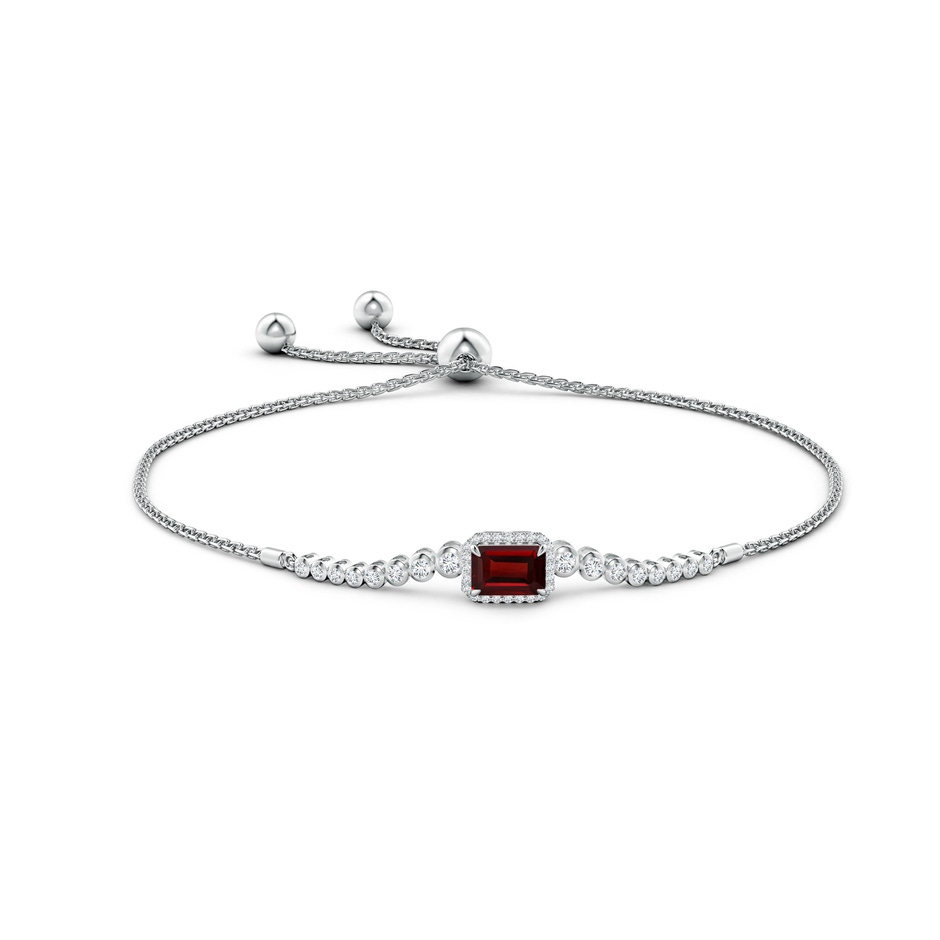 7x5mm AAA Emerald-Cut Garnet Halo Bolo Bracelet in White Gold side-1