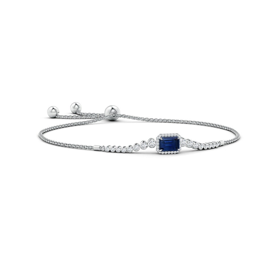 7x5mm AAA Emerald-Cut Sapphire Halo Bolo Bracelet in White Gold 