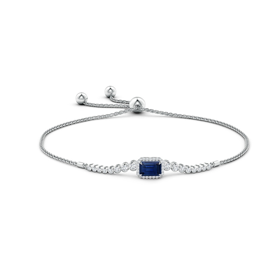 7x5mm AAA Emerald-Cut Sapphire Halo Bolo Bracelet in White Gold side-1