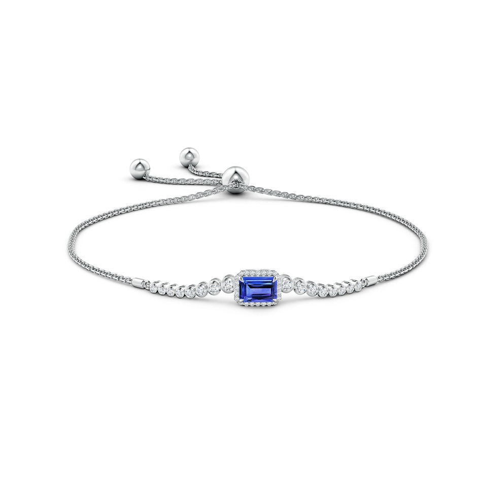 7x5mm AAA Emerald-Cut Tanzanite Halo Bolo Bracelet in White Gold side-1