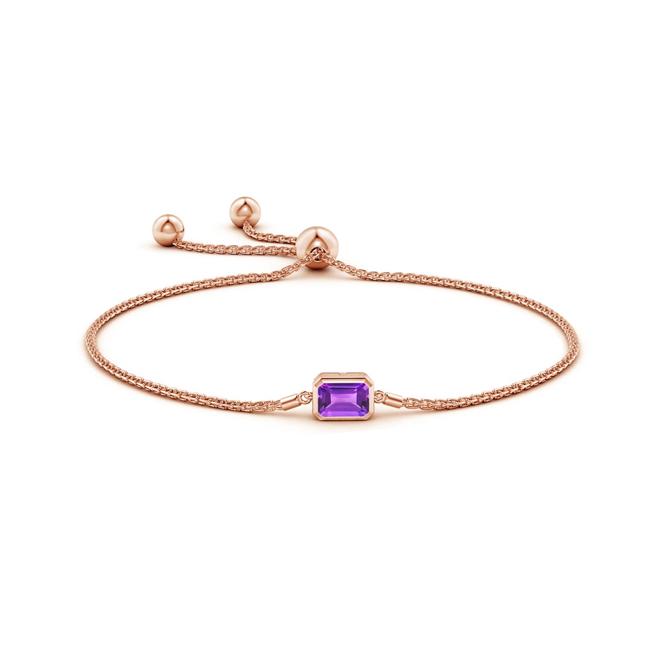 7x5mm AAA Horizontally Set Emerald-Cut Amethyst Bolo Bracelet in Rose Gold side-1