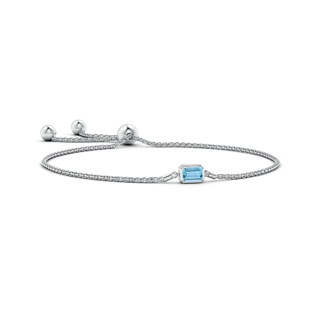 6x4mm AAAA Horizontally Set Emerald-Cut Aquamarine Bolo Bracelet in White Gold