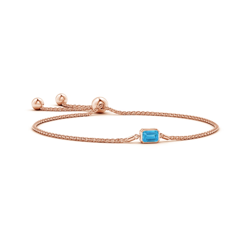 6x4mm AAAA Horizontally Set Emerald-Cut Fancy Intense Blue Diamond Bolo Bracelet in Rose Gold