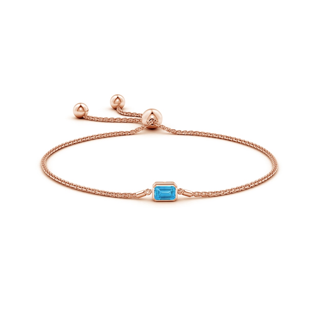 6x4mm AAAA Horizontally Set Emerald-Cut Fancy Intense Blue Diamond Bolo Bracelet in Rose Gold - side 199