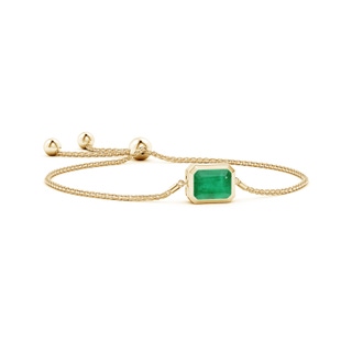 10x8mm A Horizontally Set Emerald-Cut Emerald Bolo Bracelet in 9K Yellow Gold