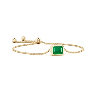 10x8mm AA Horizontally Set Emerald-Cut Emerald Bolo Bracelet in 9K Yellow Gold