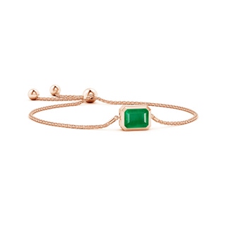 10x8mm AA Horizontally Set Emerald-Cut Emerald Bolo Bracelet in Rose Gold