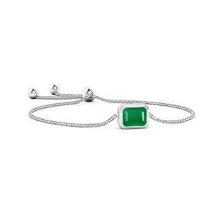 10x8mm AA Horizontally Set Emerald-Cut Emerald Bolo Bracelet in S999 Silver