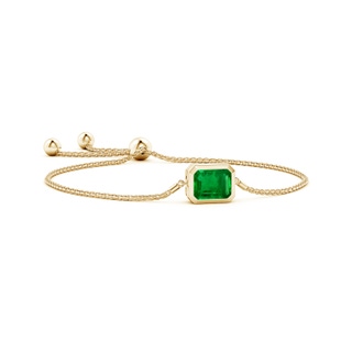 10x8mm AAAA Horizontally Set Emerald-Cut Emerald Bolo Bracelet in 9K Yellow Gold