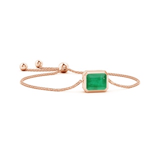 12x10mm A Horizontally Set Emerald-Cut Emerald Bolo Bracelet in 10K Rose Gold