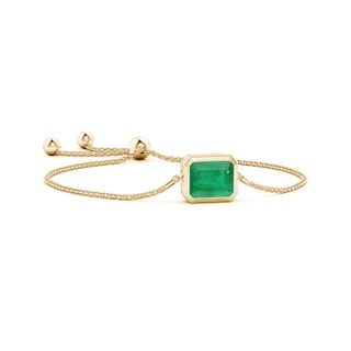12x10mm A Horizontally Set Emerald-Cut Emerald Bolo Bracelet in 9K Yellow Gold