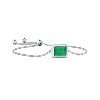 12x10mm A Horizontally Set Emerald-Cut Emerald Bolo Bracelet in S999 Silver