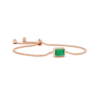 9x7mm A Horizontally Set Emerald-Cut Emerald Bolo Bracelet in Rose Gold