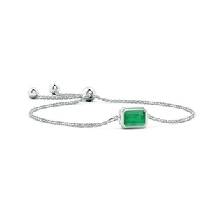 9x7mm A Horizontally Set Emerald-Cut Emerald Bolo Bracelet in S999 Silver