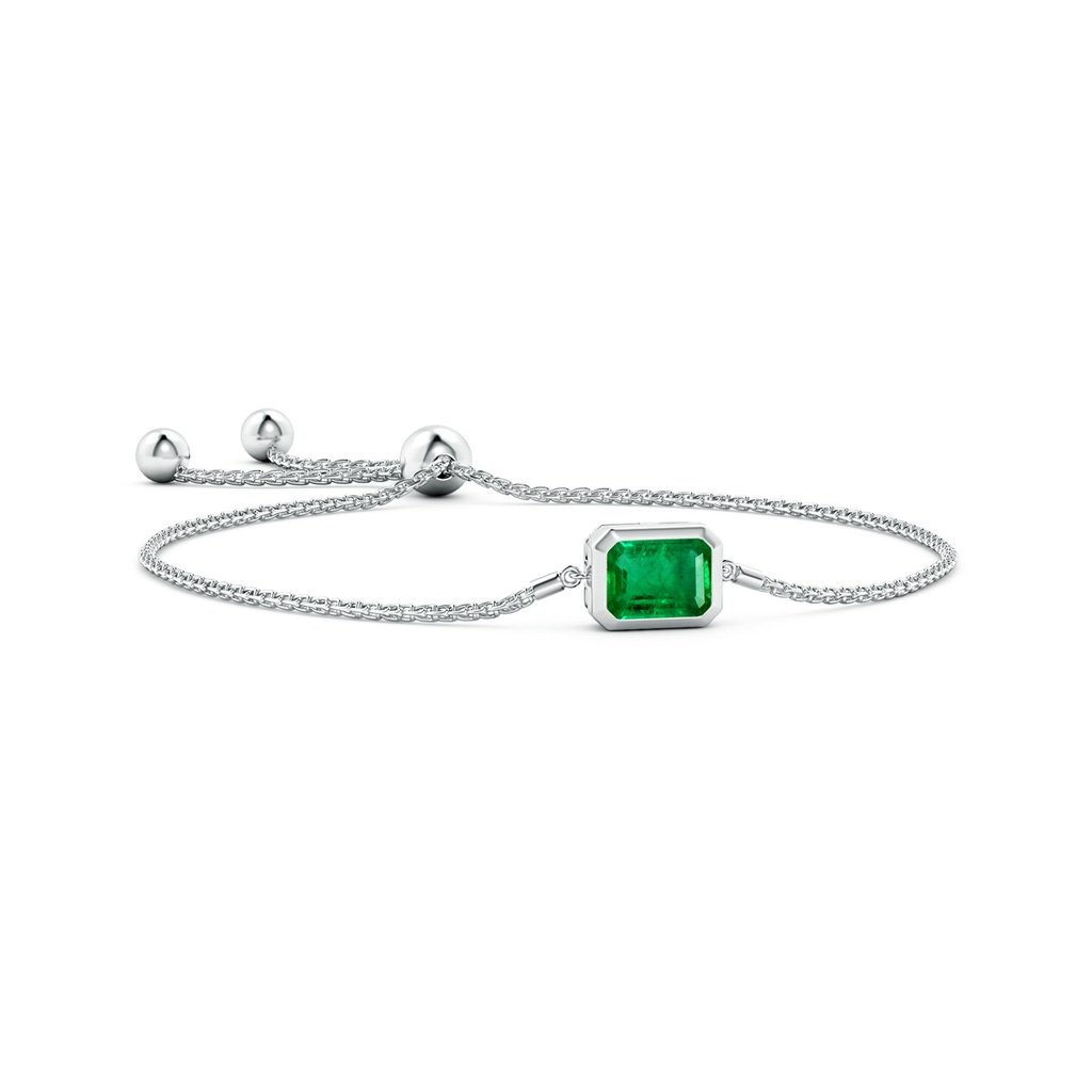 9x7mm AAA Horizontally Set Emerald-Cut Emerald Bolo Bracelet in White Gold