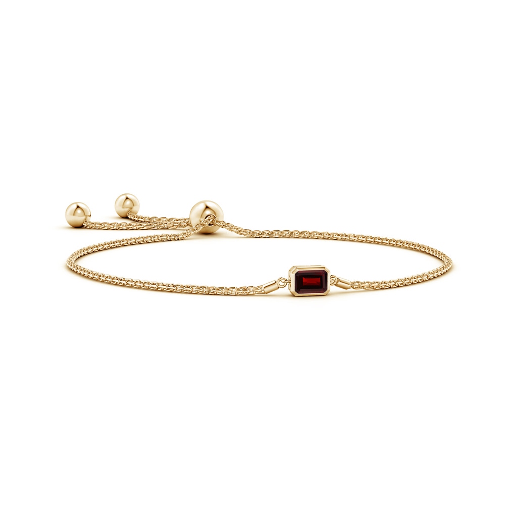 6x4mm AA Horizontally Set Emerald-Cut Garnet Bolo Bracelet in Yellow Gold