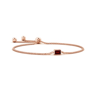 6x4mm AAAA Horizontally Set Emerald-Cut Garnet Bolo Bracelet in Rose Gold