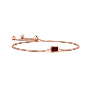 7x5mm AAAA Horizontally Set Emerald-Cut Garnet Bolo Bracelet in Rose Gold