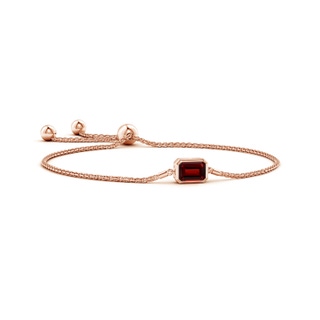 8x6mm AAAA Horizontally Set Emerald-Cut Garnet Bolo Bracelet in Rose Gold