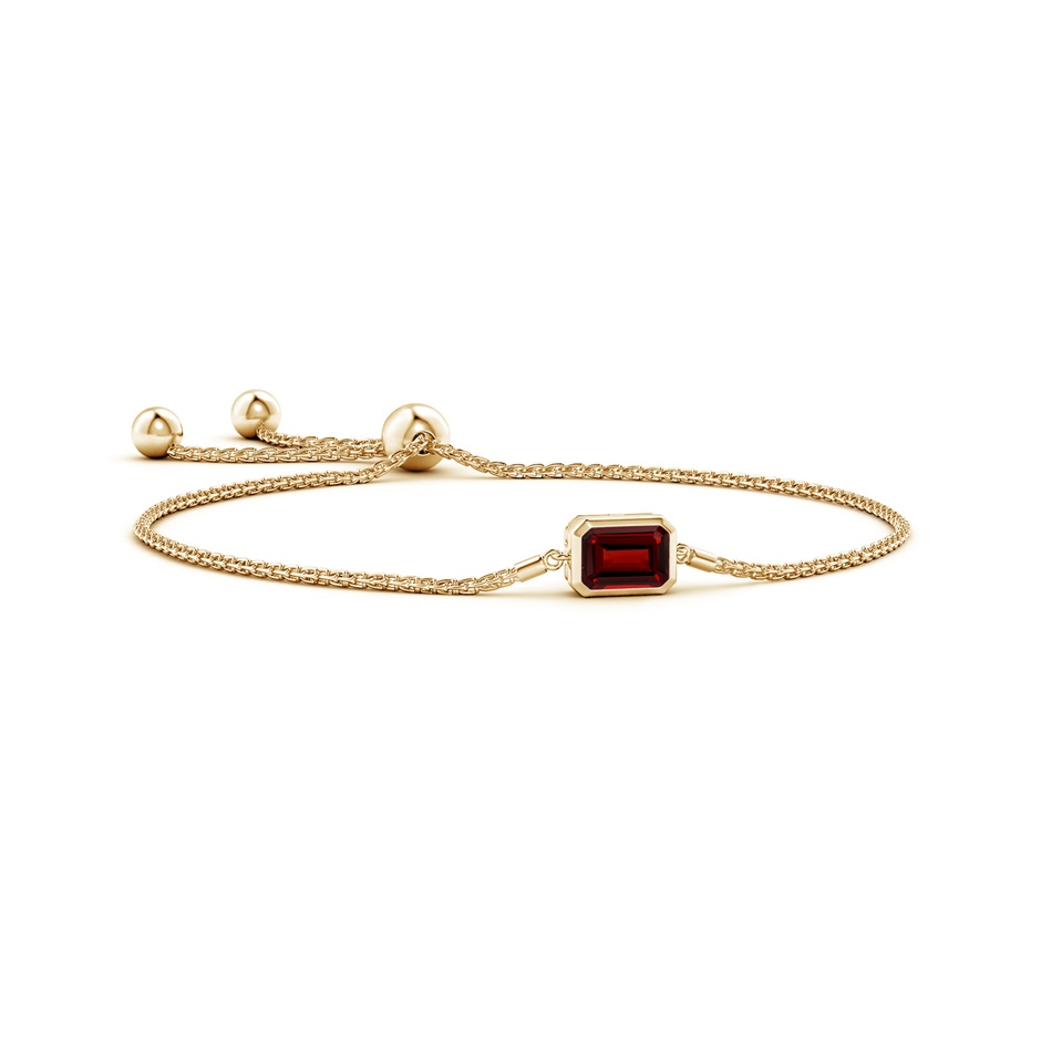 8x6mm AAAA Horizontally Set Emerald-Cut Garnet Bolo Bracelet in Yellow Gold 