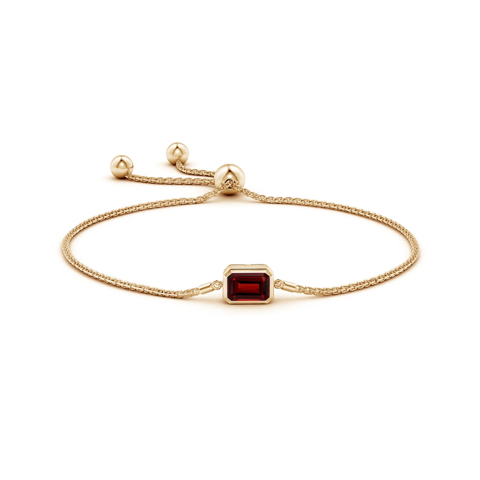 8x6mm AAAA Horizontally Set Emerald-Cut Garnet Bolo Bracelet in Yellow Gold side-1