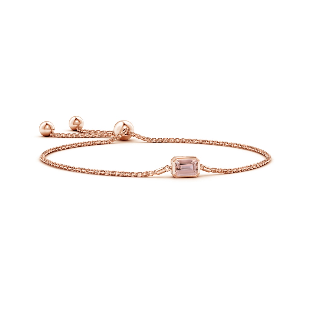 7x5mm AAAA Horizontally Set Emerald-Cut Morganite Bolo Bracelet in Rose Gold