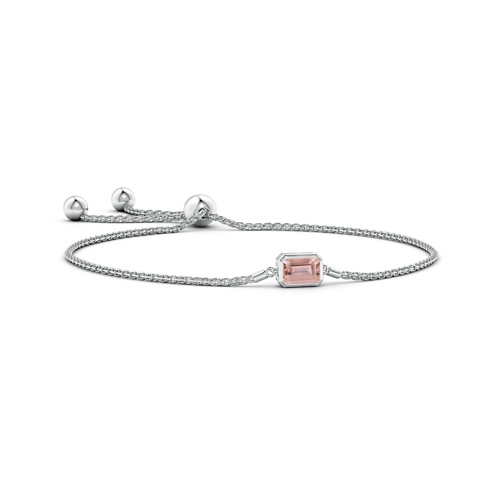 7x5mm AAAA Horizontally Set Emerald-Cut Morganite Bolo Bracelet in White Gold