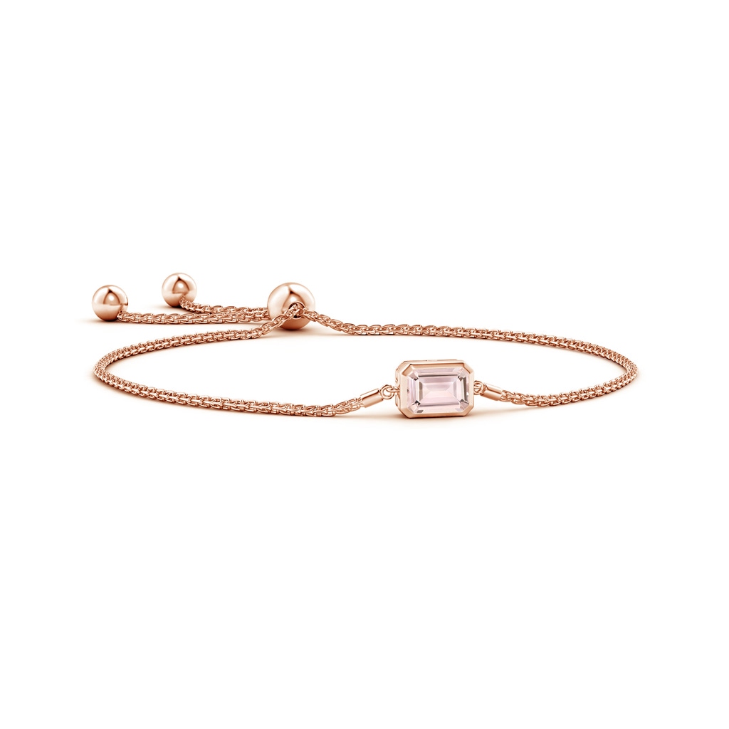 8x6mm AA Horizontally Set Emerald-Cut Morganite Bolo Bracelet in Rose Gold