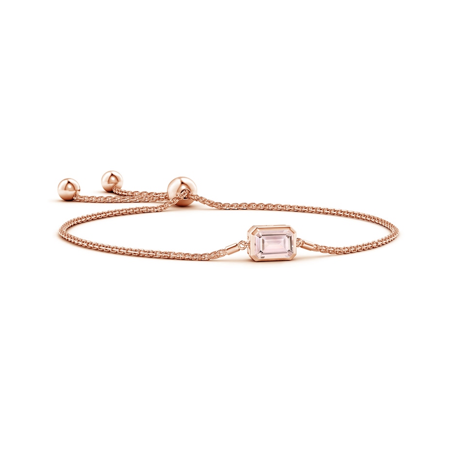 8x6mm AA Horizontally Set Emerald-Cut Morganite Bolo Bracelet in Rose Gold 
