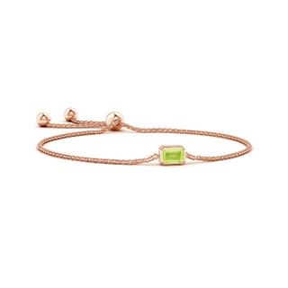 7x5mm A Horizontally Set Emerald-Cut Peridot Bolo Bracelet in Rose Gold