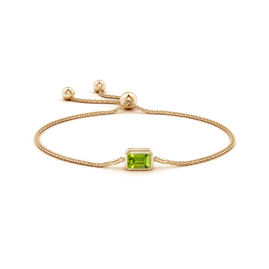 8x6mm AAA Horizontally Set Emerald-Cut Peridot Bolo Bracelet in Yellow Gold side-1