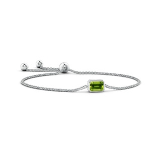 8x6mm AAAA Horizontally Set Emerald-Cut Peridot Bolo Bracelet in White Gold