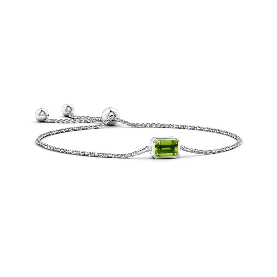 8x6mm AAAA Horizontally Set Emerald-Cut Peridot Bolo Bracelet in White Gold 