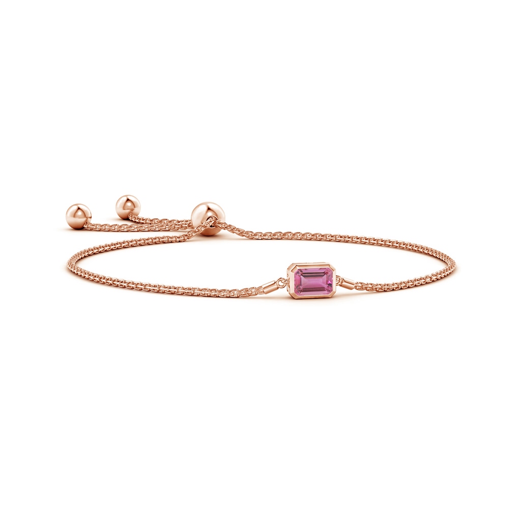 7x5mm AAA Horizontally Set Emerald-Cut Pink Tourmaline Bolo Bracelet in Rose Gold