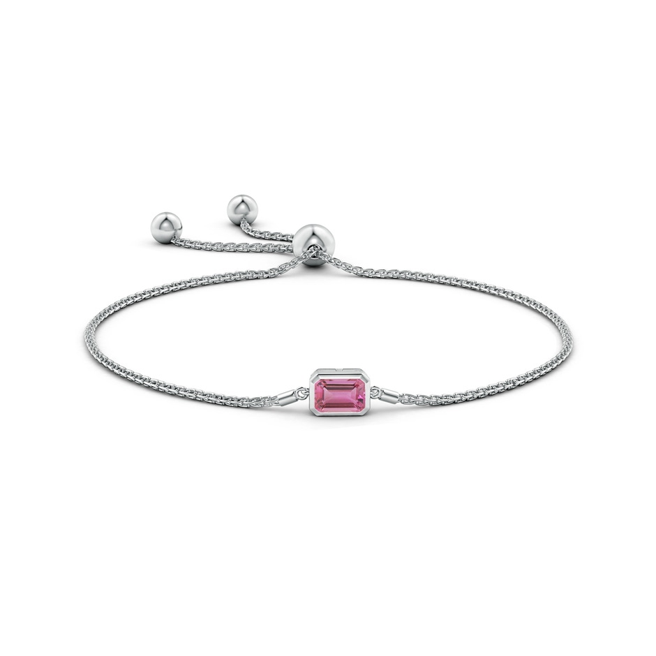 7x5mm AAA Horizontally Set Emerald-Cut Pink Tourmaline Bolo Bracelet in White Gold side-1