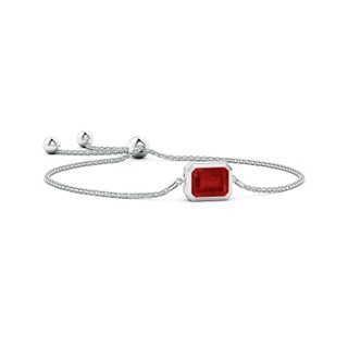 10x8mm AA Horizontally Set Emerald-Cut Ruby Bolo Bracelet in White Gold